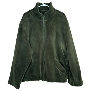 Denali Fleece Jacket Mens Large Olive Green Full Zip Made in USA Lined Mock Neck